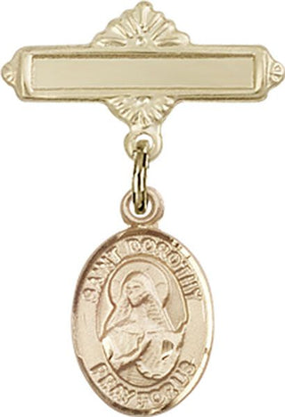 14kt Gold Polished Badge Pin St. Dorothy Baby Badge - Engravable