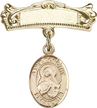 14kt Gold Badge Pin St. Dorothy Baby Badge - Engravable
