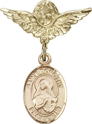 14kt Gold Small Angel w/Wings St. Dorothy Baby Badge - Engravable