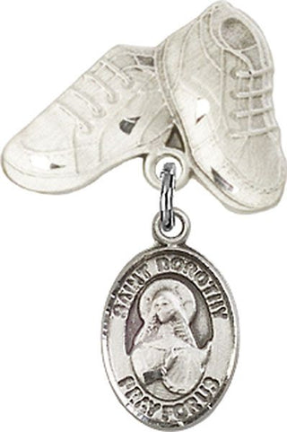 Sterling Silver Baby Boots St. Dorothy Baby Badge - Engravable