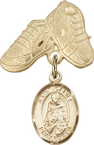 14kt Gold Filled Baby Boots St. Daniel Baby Badge - Engravable
