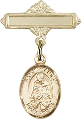 14kt Gold Polished Badge Pin St. Daniel Baby Badge - Engravable