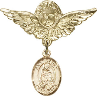 14kt Gold Large Angel w/Wings St. Daniel Baby Badge - Engravable