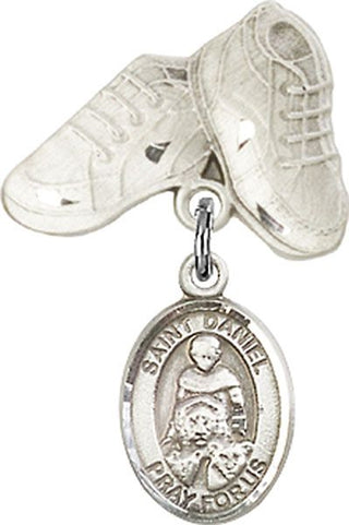 Sterling Silver Baby Boots St. Daniel Baby Badge - Engravable