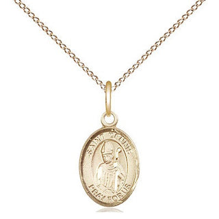 14kt Gold Saint Dennis Medal Engraved Catholic Saint Jewelry
