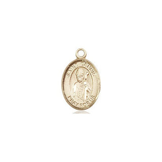 14kt Gold Saint Dennis Medal Engraved Catholic Saint Jewelry
