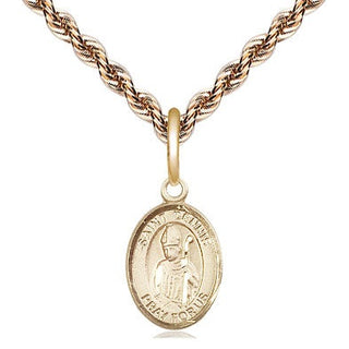 14kt Gold Saint Dennis Medal Engraved Catholic Saint Jewelry