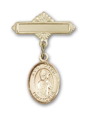 14kt Gold Filled Polished Badge Pin St. Dennis Baby Badge - Engravable
