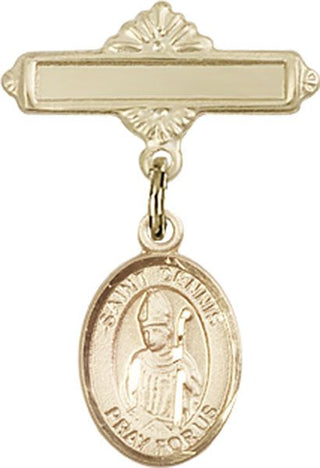 14kt Gold Polished Badge Pin St. Dennis Baby Badge - Engravable