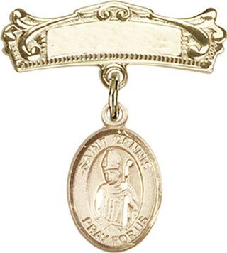 14kt Gold Badge Pin St. Dennis Baby Badge - Engravable