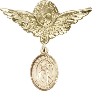 14kt Gold Large Angel w/Wings St. Dennis Baby Badge - Engravable