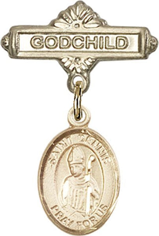 14kt Gold Godchild St. Dennis Baby Badge - Engravable