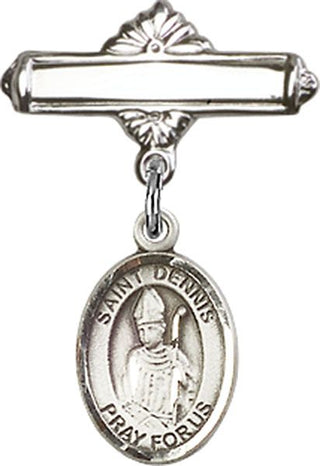 Sterling Silver Polished Badge Pin St. Dennis Baby Badge - Engravable