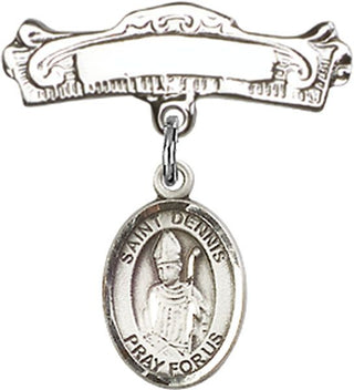 Sterling Silver Badge Pin St. Dennis Baby Badge - Engravable