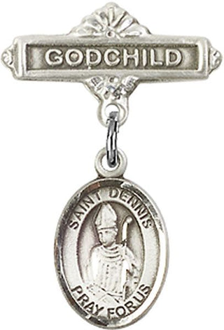 Sterling Silver Godchild St. Dennis Baby Badge - Engravable