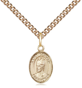 14kt Gold Saint Edward the Confessor Medal Engraved Catholic Saint Jewelry