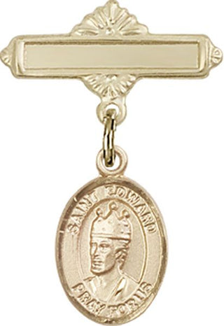 14kt Gold Filled Polished Badge Pin St. Edward the Confessor Baby Badge - Engravable