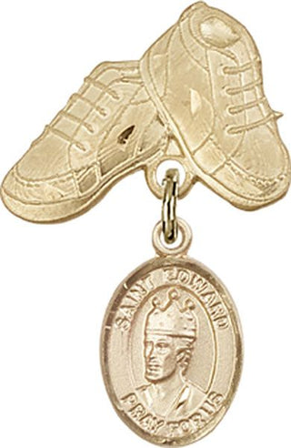 14kt Gold Filled Baby Boots St. Edward the Confessor Baby Badge - Engravable