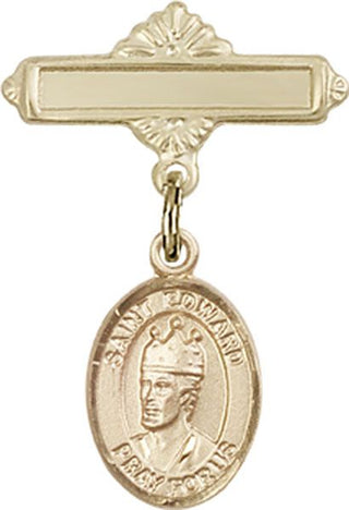 14kt Gold Polished Badge Pin St. Edward the Confessor Baby Badge - Engravable