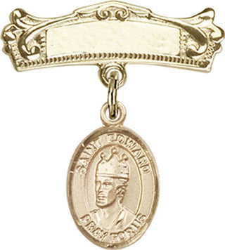14kt Gold Badge Pin St. Edward the Confessor Baby Badge - Engravable