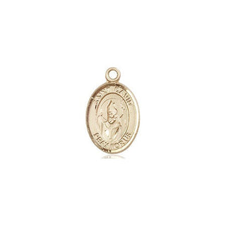 14kt Gold Saint David of Wales Medal Engraved Catholic Saint Jewelry