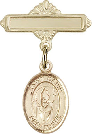 14kt Gold Filled Polished Badge Pin St. David of Wales Baby Badge - Engravable