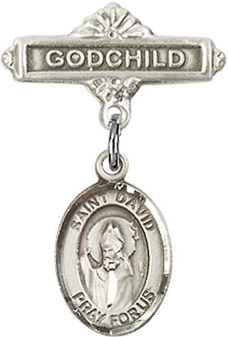 Sterling Silver Godchild St. David of Wales Baby Badge - Engravable