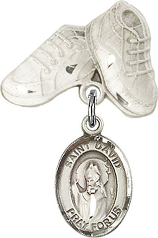 Sterling Silver Baby Boots St. David of Wales Baby Badge - Engravable