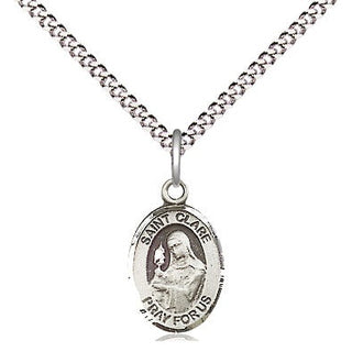 Pewter Saint Clare of Assisi Medal Religious and Catholic Jewelry Engraved Catholic Saint Jewelry