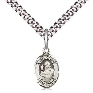 Pewter Saint Clare of Assisi Medal Religious and Catholic Jewelry Engraved Catholic Saint Jewelry