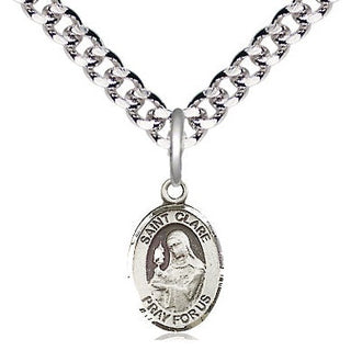 Pewter Saint Clare of Assisi Medal Religious and Catholic Jewelry Engraved Catholic Saint Jewelry
