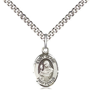 Pewter Saint Clare of Assisi Medal Religious and Catholic Jewelry Engraved Catholic Saint Jewelry