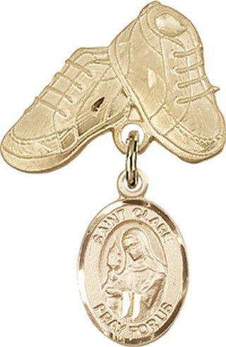 14kt Gold Filled Baby Boots St. Clare of Assisi Baby Badge - Engravable