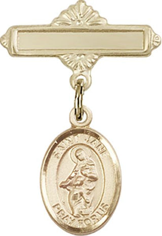 14kt Gold Filled Polished Badge Pin St. Jane of Valois Baby Badge - Engravable