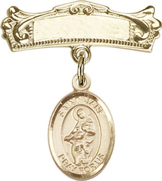 14kt Gold Badge Pin St. Jane of Valois Baby Badge - Engravable