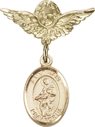 14kt Gold Small Angel w/Wings St. Jane of Valois Baby Badge - Engravable