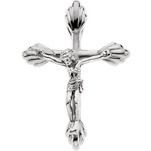 14K White 34.5x25.5 MM Crucifix Pendant