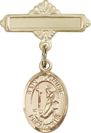 14kt Gold Filled Polished Badge Pin St. Dominic de Guzman Baby Badge - Engravable