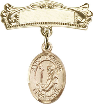 14kt Gold Filled Badge Pin St. Dominic de Guzman Baby Badge - Engravable