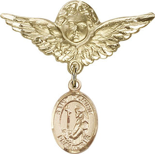 14kt Gold Filled Large Angel w/Wings St. Dominic de Guzman Baby Badge - Engravable