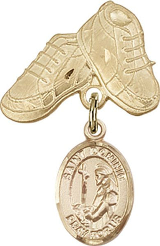 14kt Gold Filled Baby Boots St. Dominic de Guzman Baby Badge - Engravable