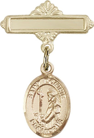 14kt Gold Polished Badge Pin St. Dominic de Guzman Baby Badge - Engravable