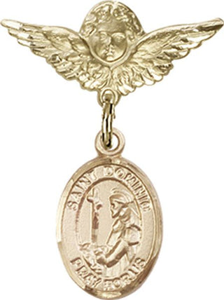 14kt Gold Small Angel w/Wings St. Dominic de Guzman Baby Badge - Engravable