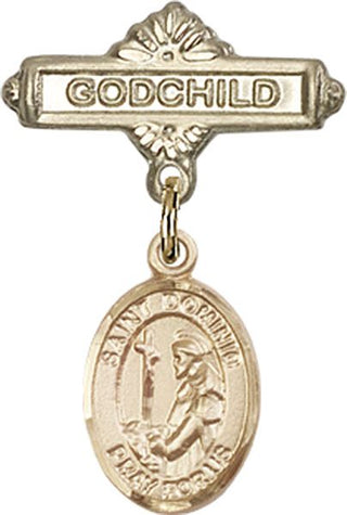 14kt Gold Godchild St. Dominic de Guzman Baby Badge - Engravable