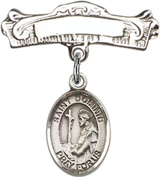 Sterling Silver Badge Pin St. Dominic de Guzman Baby Badge - Engravable