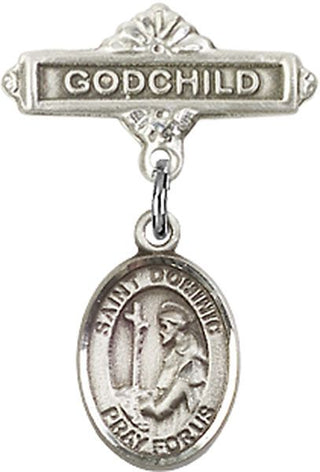 Sterling Silver Godchild St. Dominic de Guzman Baby Badge - Engravable