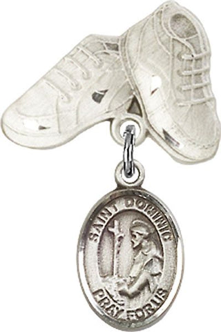 Sterling Silver Baby Boots St. Dominic de Guzman Baby Badge - Engravable