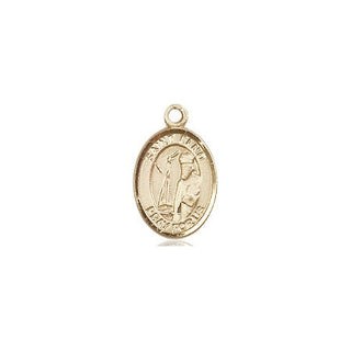 14kt Gold Saint Elmo Medal Engraved Catholic Saint Jewelry
