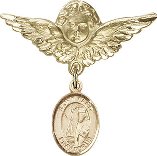 14kt Gold Filled Large Angel w/Wings St. Elmo Baby Badge - Engravable