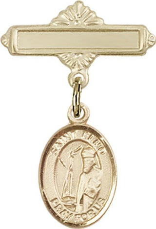 14kt Gold Polished Badge Pin St. Elmo Baby Badge - Engravable